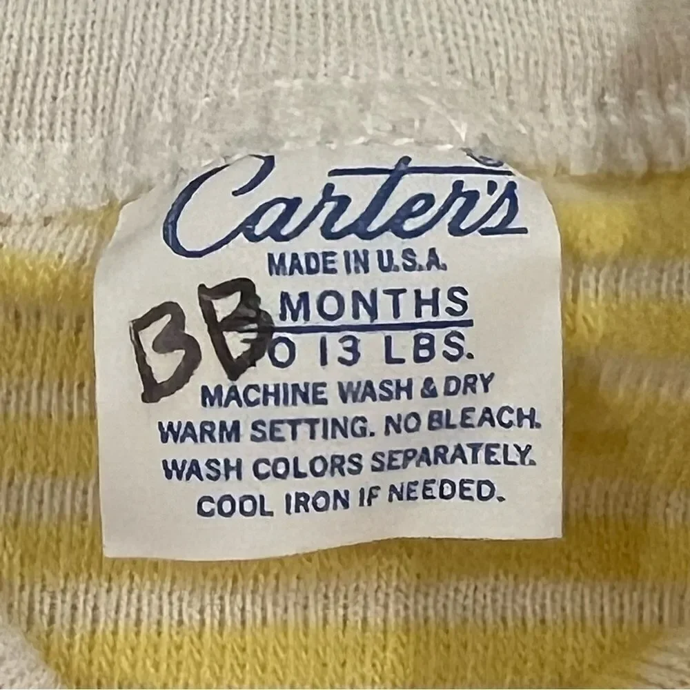 Carter’s Vintage Terry Cloth Yellow Striped Romper Bodysuit